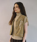 Embroidered Denim Vest V0053