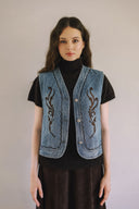 Embroidered Denim Vest V0053