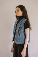 Embroidered Denim Vest V0053