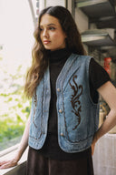 Embroidered Denim Vest V0053