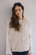 Teddy Knit hoddie vest  V0089