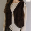 Embroiderd Suede Vest V0081