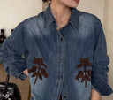 Floral Appliqué Denim Shirt B0052