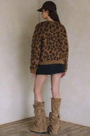 LONG SLEEVE LEOPARD BUTTON DOWN SWEATER