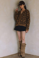 LONG SLEEVE LEOPARD BUTTON DOWN SWEATER