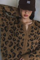 LONG SLEEVE LEOPARD BUTTON DOWN SWEATER