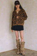 LONG SLEEVE LEOPARD BUTTON DOWN SWEATER