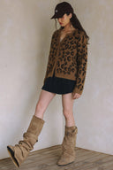 LONG SLEEVE LEOPARD BUTTON DOWN SWEATER
