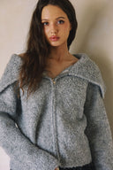 LONG SLEEVE TWO-WAY ZIPPER CARDIGAN SWEATER