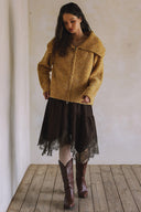 LONG SLEEVE TWO-WAY ZIPPER CARDIGAN SWEATER
