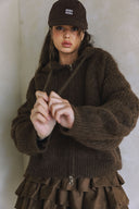 LONG SLEEVE TWO WAY ZIPPER SWEATER CARDIGAN WITH HOODIE
