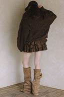 LONG SLEEVE TWO WAY ZIPPER SWEATER CARDIGAN WITH HOODIE