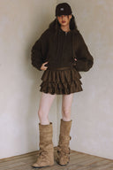 LONG SLEEVE TWO WAY ZIPPER SWEATER CARDIGAN WITH HOODIE