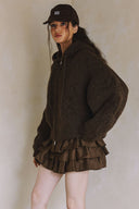 CABLE KNIT HOODIE ZIP UP CARDIGAN G0009