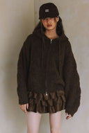 CABLE KNIT HOODIE ZIP UP CARDIGAN G0009
