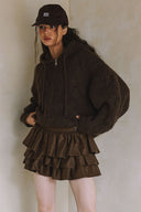 CABLE KNIT HOODIE ZIP UP CARDIGAN G0009
