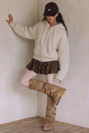 CABLE KNIT HOODIE ZIP UP CARDIGAN G0009