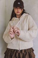 CABLE KNIT HOODIE ZIP UP CARDIGAN G0009