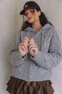 CABLE KNIT HOODIE ZIP UP CARDIGAN G0009