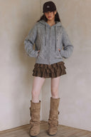 CABLE KNIT HOODIE ZIP UP CARDIGAN G0009