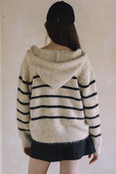 TWO WAY ZIPPER STRIPED SWEATER CARDIGAN