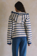 STRIPED TOGGLE BUTTON SWEATER HOODIE CARDIGAN G0012