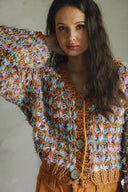 MULTICOLORED BUTTON-DOWN SWEATER CARDIGAN