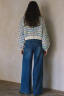 MULTICOLORED BUTTON-DOWN SWEATER CARDIGAN