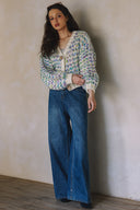 MULTICOLORED BUTTON-DOWN SWEATER CARDIGAN