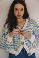 MULTICOLORED BUTTON-DOWN SWEATER CARDIGAN