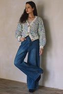 MULTICOLORED BUTTON-DOWN SWEATER CARDIGAN