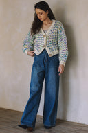 MULTICOLORED BUTTON-DOWN SWEATER CARDIGAN