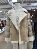 Down Puffer & Faux Shearling Moto Jacket j0135