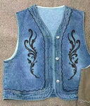 Embroidered Denim Vest V0053