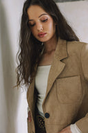 SUEDE JACKET WITH POCKETS MATCH SKIRT S0035