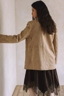 SUEDE JACKET WITH POCKETS MATCH SKIRT S0035