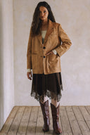 SUEDE JACKET WITH POCKETS MATCH SKIRT S0035