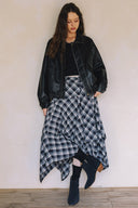 ASYMMETRICAL PLAID MAXI SKIRT MATCH WITH TOP T0027 AND JACKET J0038
