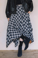 ASYMMETRICAL PLAID MAXI SKIRT S0020