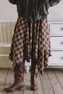 ASYMMETRICAL PLAID MAXI SKIRT S0020