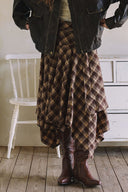 ASYMMETRICAL PLAID MAXI SKIRT S0020
