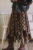ASYMMETRICAL PLAID MAXI SKIRT S0020