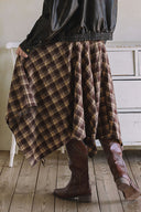 ASYMMETRICAL PLAID MAXI SKIRT S0020