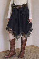 LACE TRIM SUEDE SKIRT  S0017