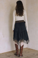 LACE TRIM SUEDE SKIRT  S0017