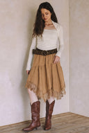 ASYMMETRICAL LACE TRIM SKIRT MATCH TOP T0030