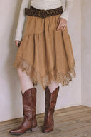 LACE TRIM SUEDE SKIRT  S0017