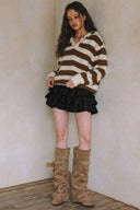 RUFFLE MINI SKIRT MATCH WITH TOP T0002