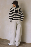 COZY STRIPED KNIT HENLEY SOFT SWEATER MATCH SKIRT S0039