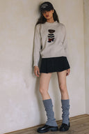 LONG SLEEVE TEDDY BEAR SWEATER MATCH WITH SKIRT S0021